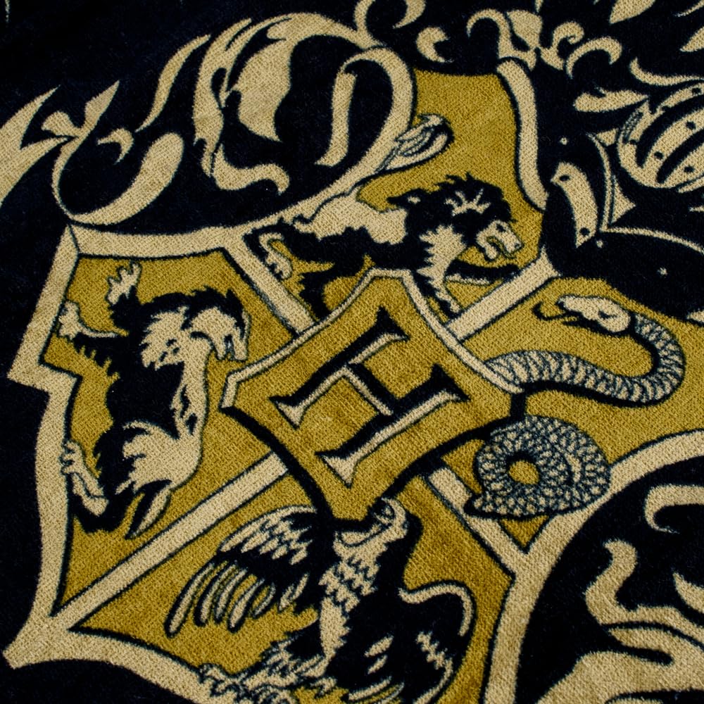 Harry Potter Hogwarts Crest Bath Towel – Large 75x150cm, 100% Cotton, Gift for Fans, Bathroom or Beach Use