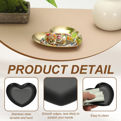sourcing map Heart Shape Serving Trays, 3.54" Stainless Steel Decorative Jewelry Dish