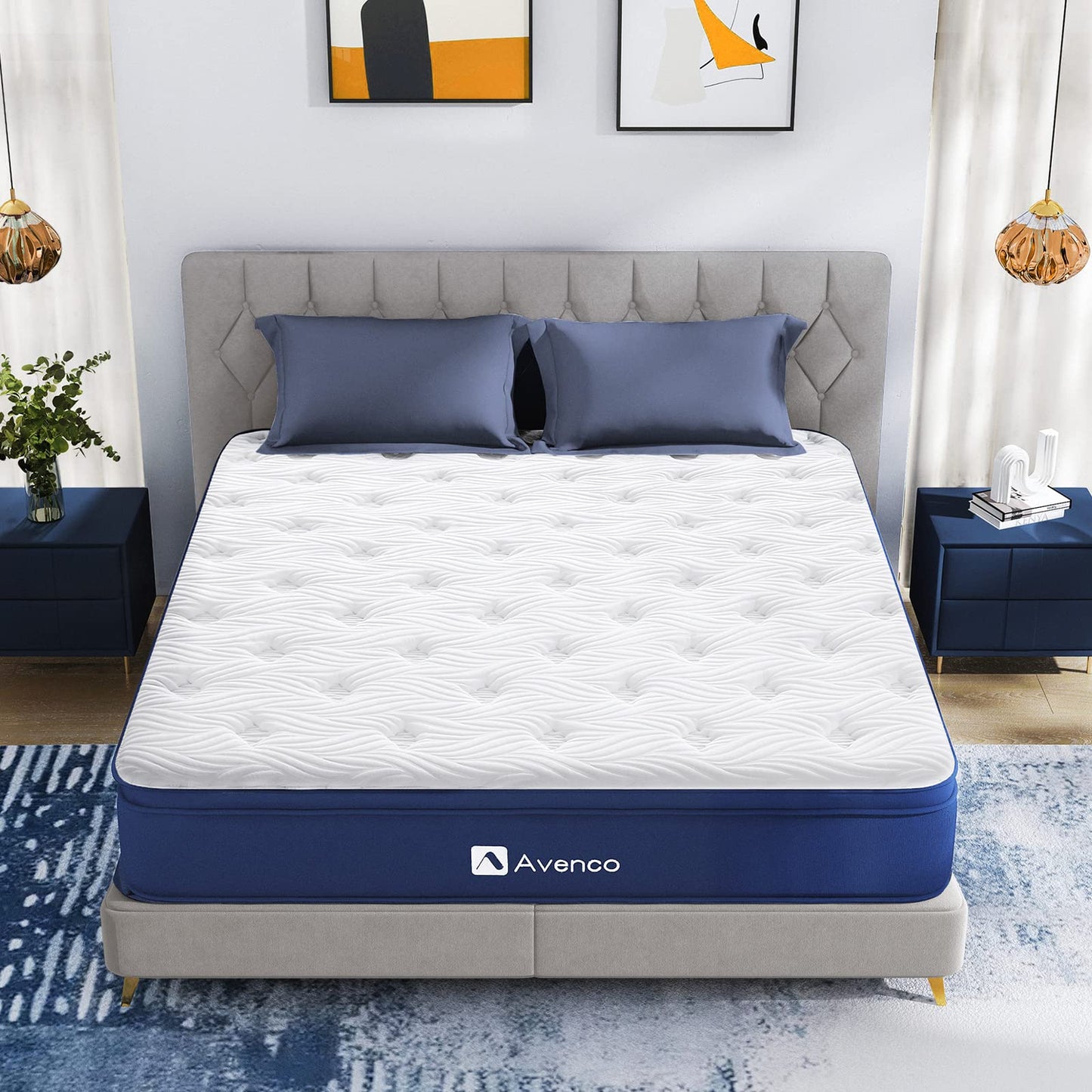 Avenco Single Mattress 3FT - 8.5 Inch Bamboo Foam Spring Hybrid, Medium Firm Breathable Bed, CertiPUR-US Certified, 90x190x22cm