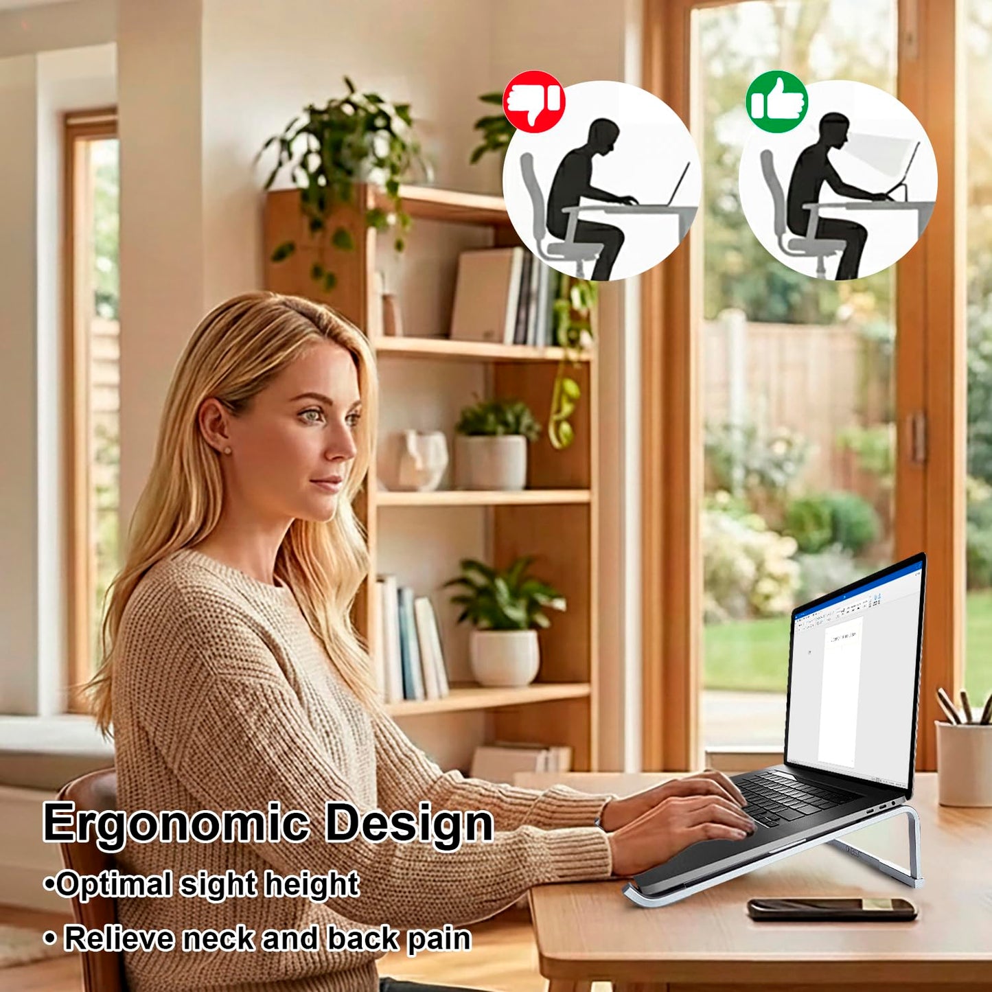 OneCut Foldable Laptop Stand for Desk, Aluminum Computer Stand for Laptop, Potable Laptop Riser, Laptop Stand, Compatible for MacBook Pro/Air, Dell