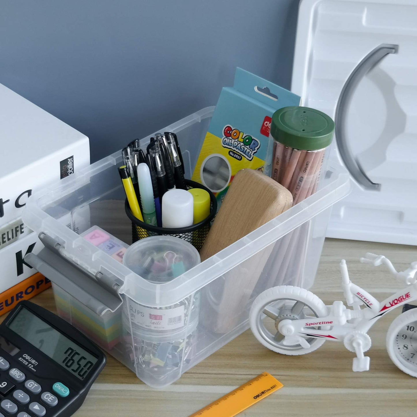 Gloreen 5L Clear Latch Storage Boxes, Plastic Box with Lid, 6 Packs