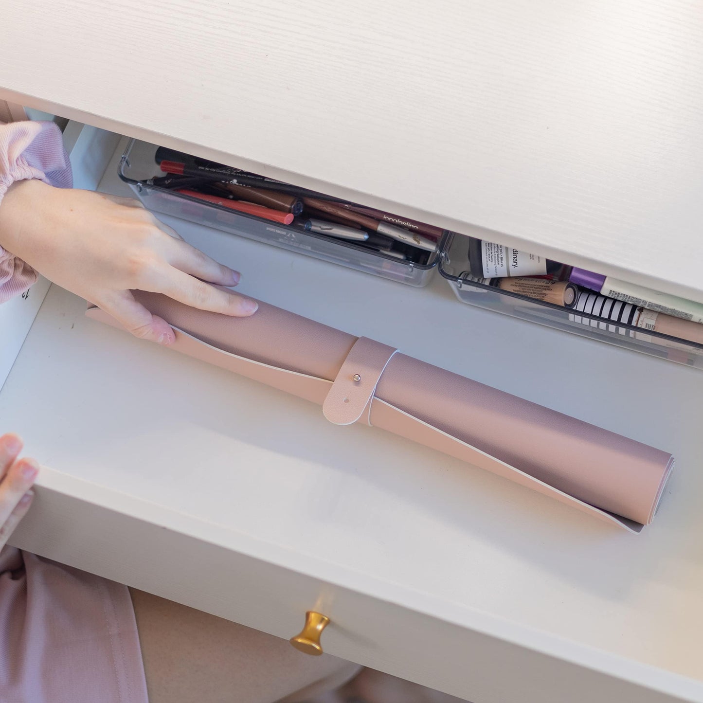 Makeup Mat for Vanity Top Protector, Cover Work Table Waterproof, Oilproof Dustproof Smooth and Soft, Pink 31.5" x 15.7" from NemoHome