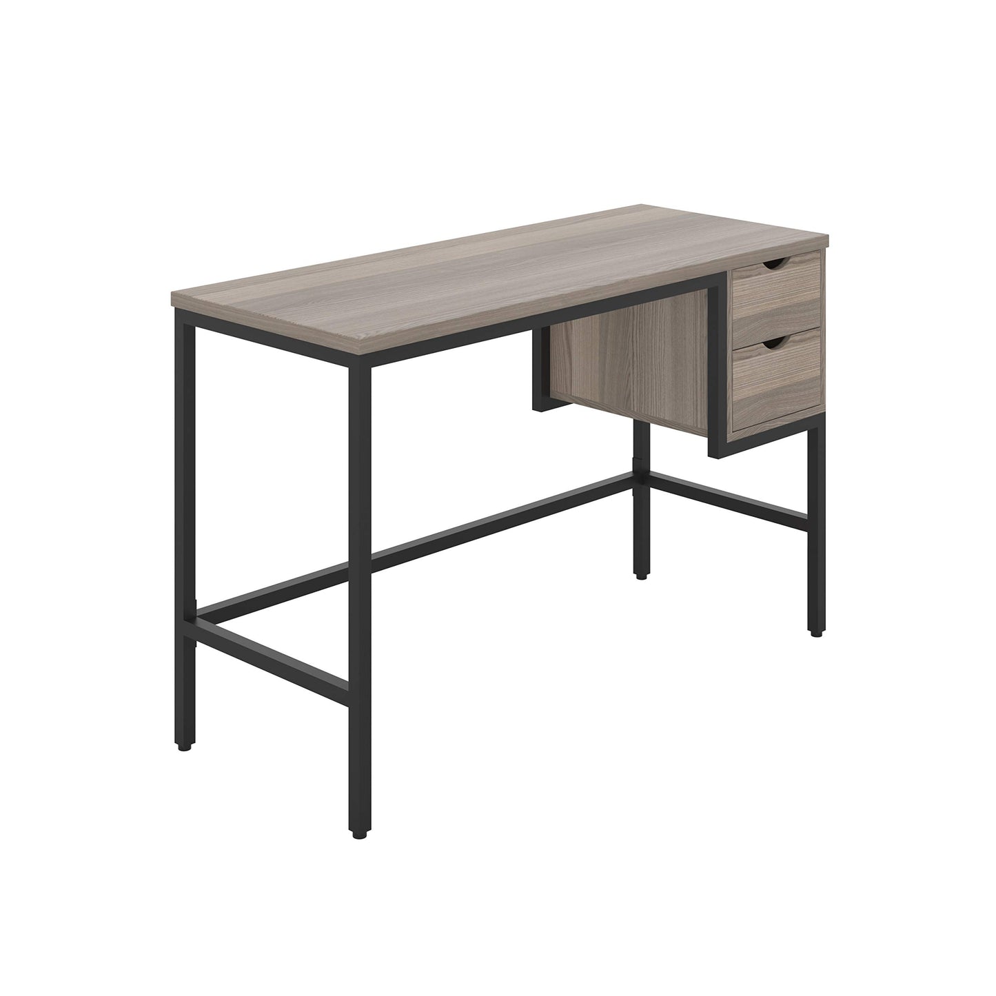 Office Hippo Industrial Grey Oak Desk with 2 Drawers, SoHo Style, 120 x 48 x 77 cm, Perfect for Home Office, Studying, or Computer Use