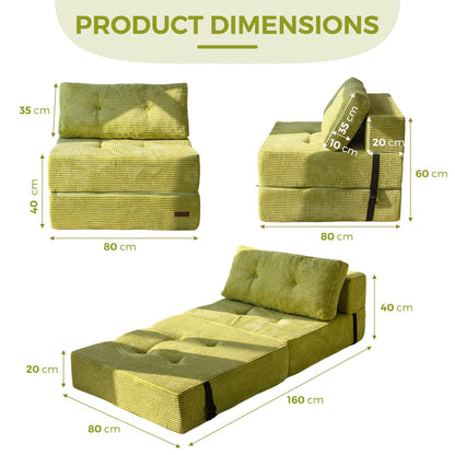 MAXYOYO Folding Sofa Bed, Convertible Sofa Bed with High-Density Support Foam, Portable 4 in 1 Fold Out Chair to Floor Lounger