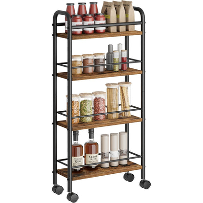 Asgolion 4-Tier Trolley, Space-Saving Kitchen storage trolley with Wheels