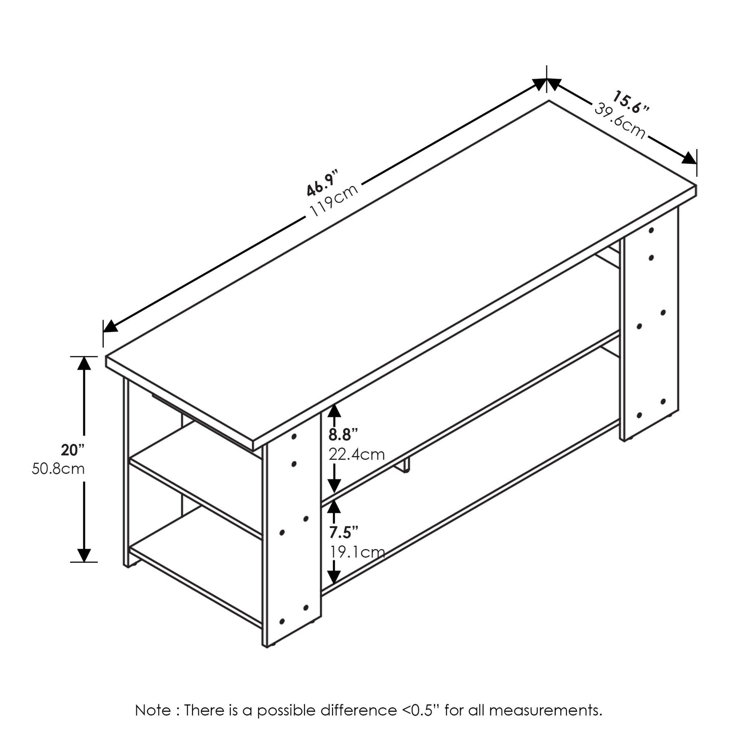 Furinno JAYA TV Stand, Entertainment Center, TV Console for TV up To 55 Inch, for Living Room, Bedroom, French Oak