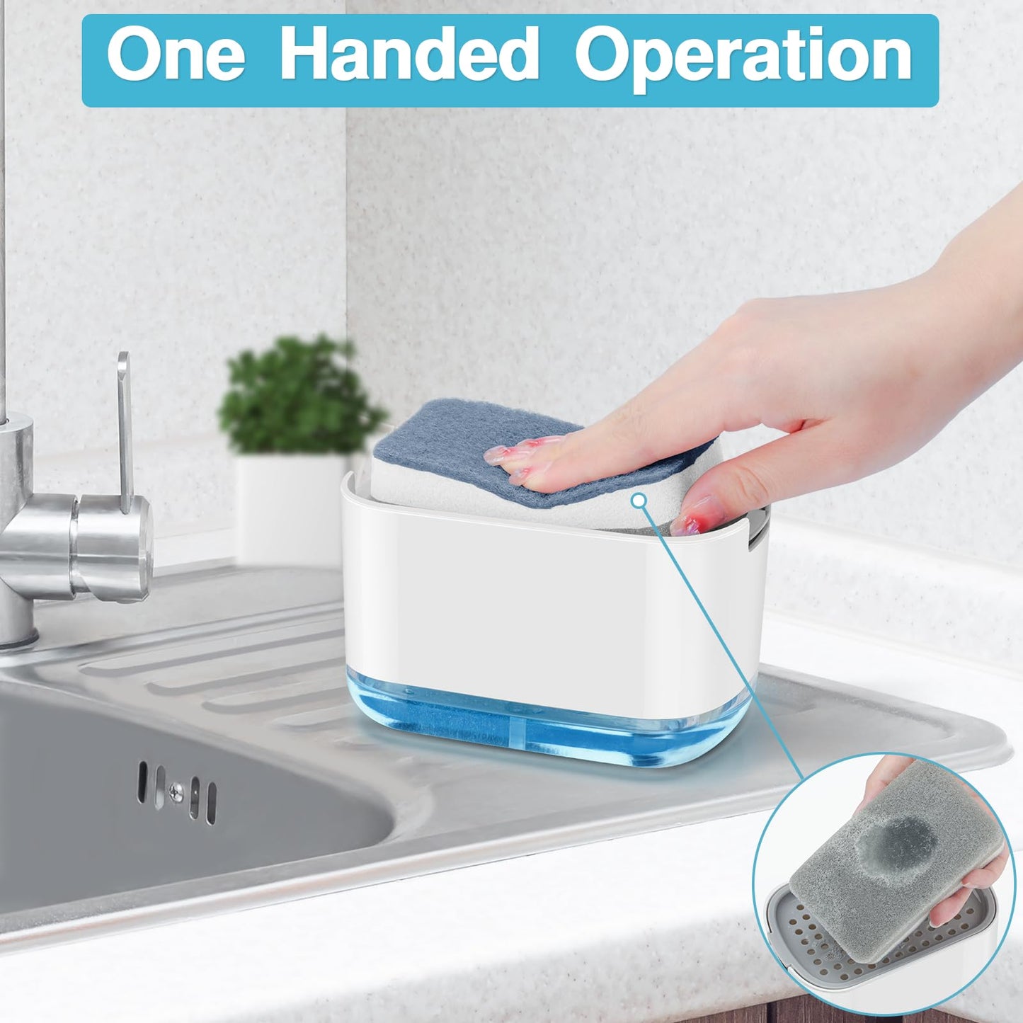 Alyvisun 2 in 1 Soap Dispenser, Dish Soap Dispenser with Sponge Holder