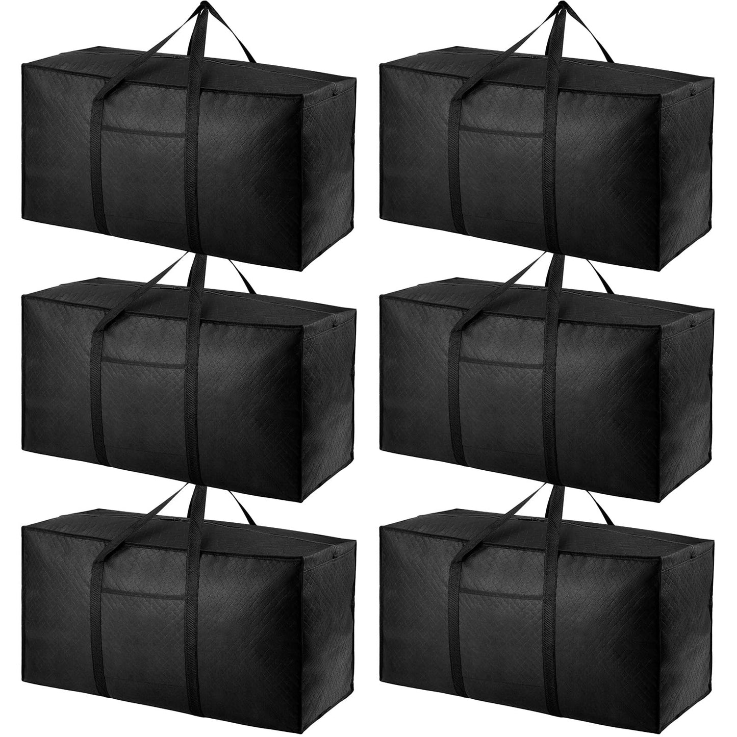 iespell 6 Pack 120L Large Moving Boxes with Lid, Storage Bags, Heavy Duty with Zips and Handles for Moving House, Clothes, Duvet, Underbed