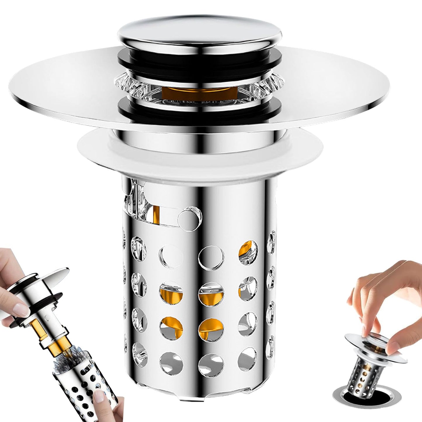 Upgraded 3 in 1 Bathroom Sink Plug Sink Strainer Stopper