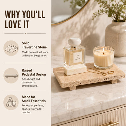 Travertine Vanity Riser for Soap & Perfume 9.84 in