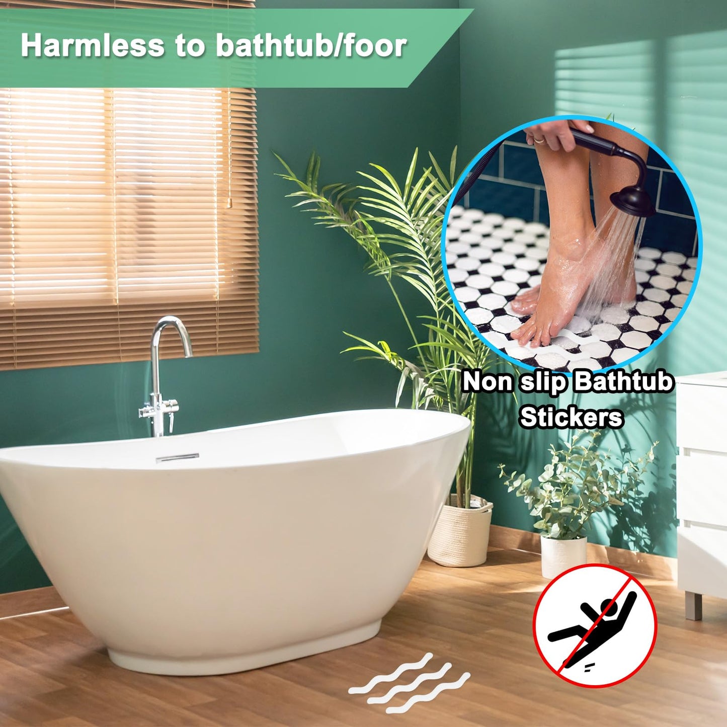 M METERXITY 36 PCS Anti Slip Shower Stickers White S Bathtub Non-Slip Stickers Safety Bathtub Strips Adhesive Decals with Scraper for