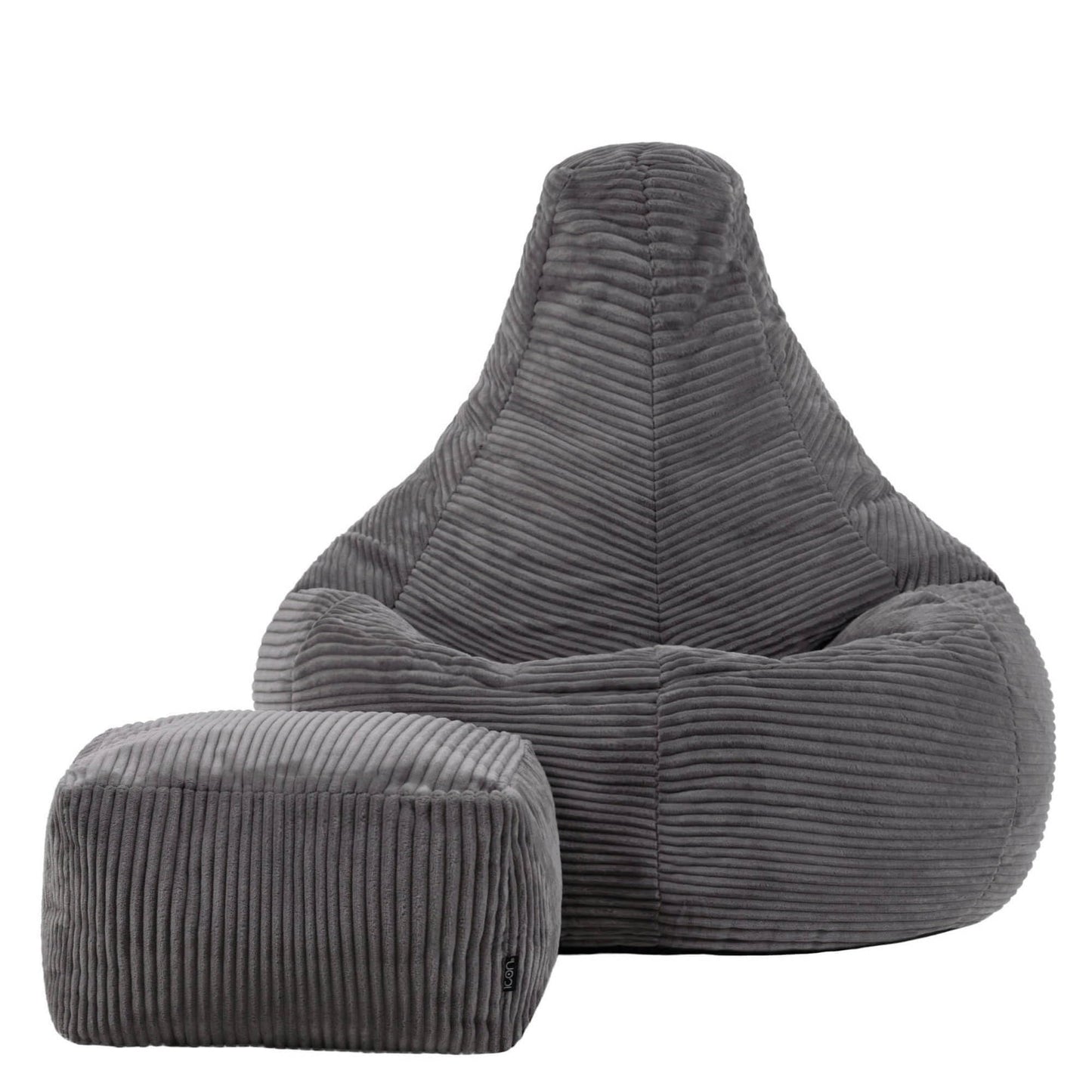 icon Dalton Cord Bean Bag & Footstool with Filling Included, Grey