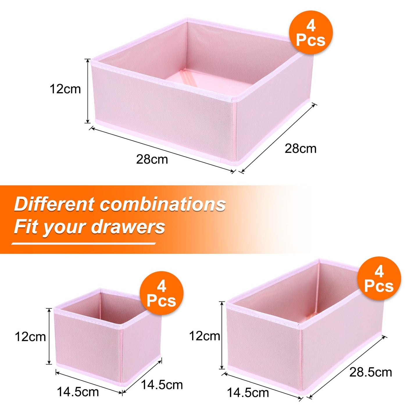 sourcing map 1 Set Foldable Cloth Storage Box, 12 Slots Fabric Socks Underwear Drawer Dividers Organizers Baskets Bins for Clothes Socks Scarves Ties