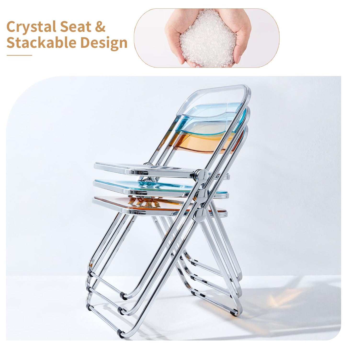 TAO ONE Acrylic Folding Chair Clear Morden Chrome Chair-Gray