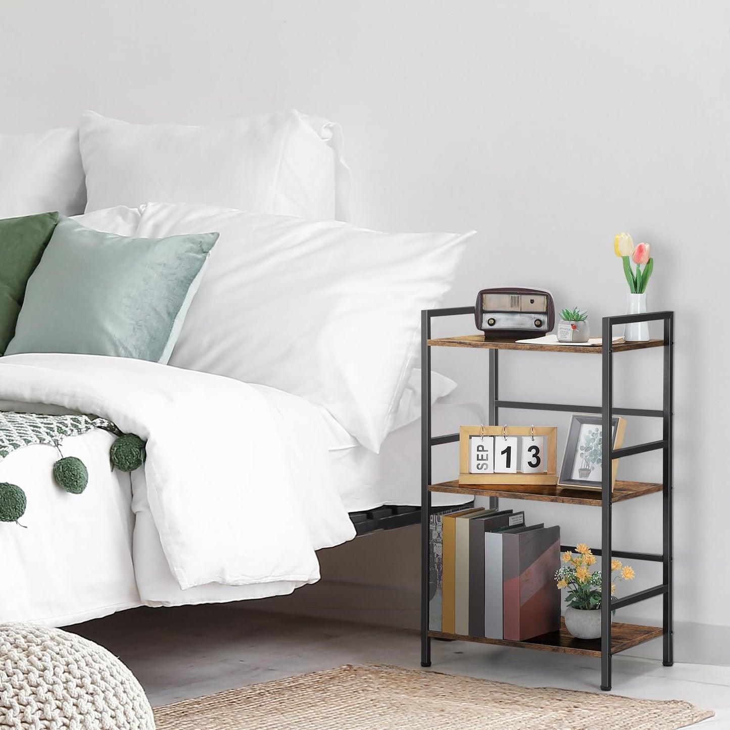 CADUKE 3 Tier Bookshelf, Industrial Style Storage Rack