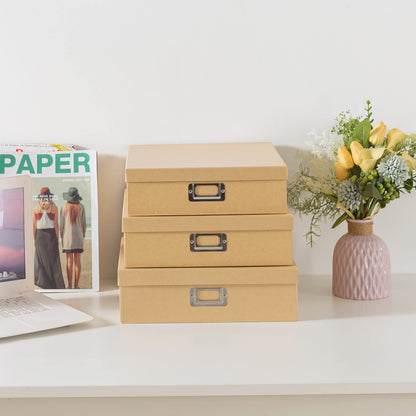 Soul & Lane SLPR Decorative Storage Craft Paper Cardboard Boxes Set of 3, Just the Basics