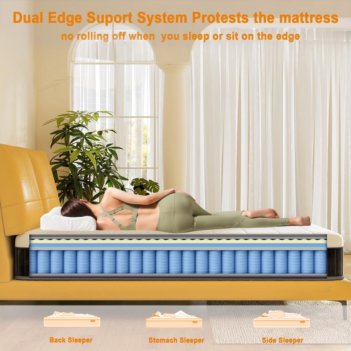 MOLPHIT 10-Inch Single Mattress  The Innerspring Hybrid Memory Foam Bed in a Box for Ultimate Support and Pressure ReliefSingle Size Mattress(190 *