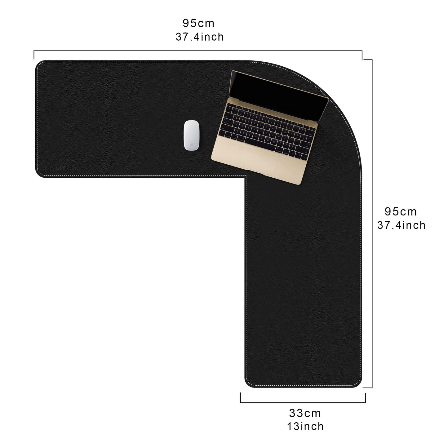 Mydours L-Shape Desk Pad, (38"+38) x 13" Large PU Leather Corner Desk Mat Blotter, XXL Large Waterproof Gaming Mouse Pad