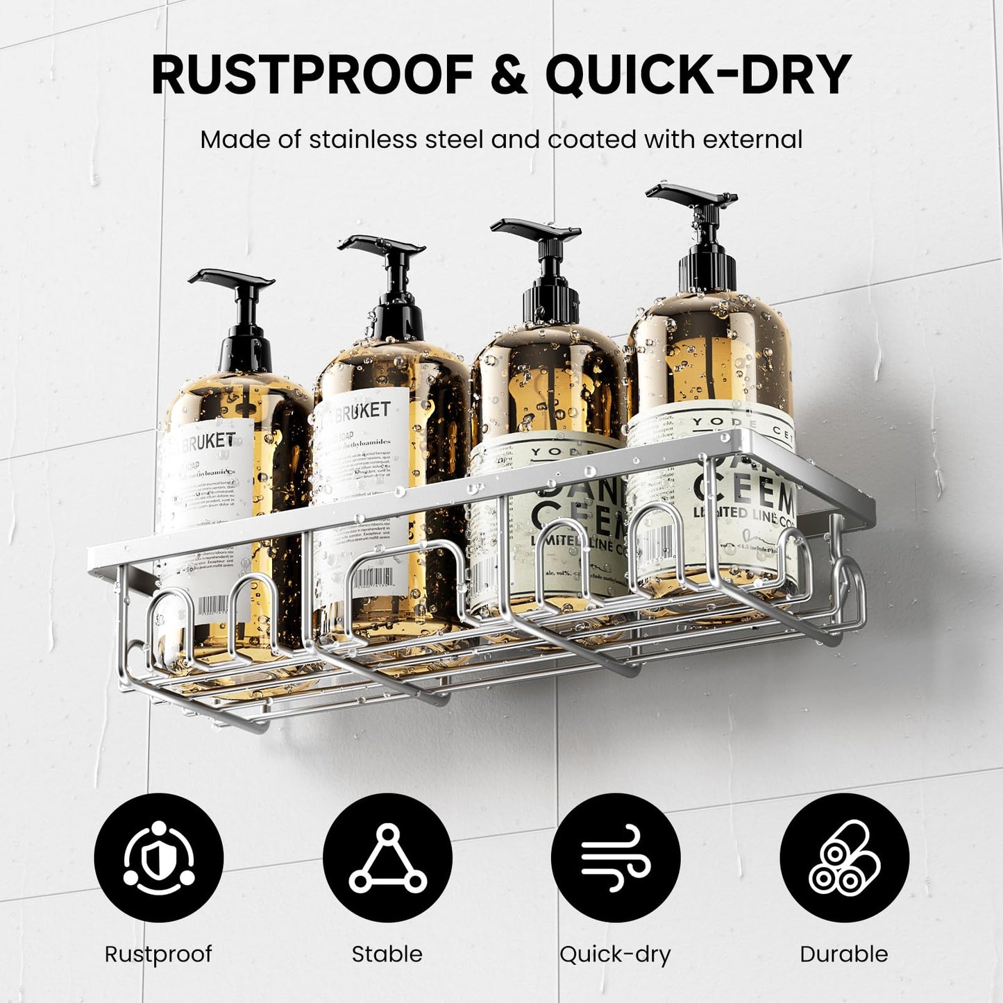 Deyhoc 3 Pack Rustproof Stainless Steel Shower Caddy - Silver