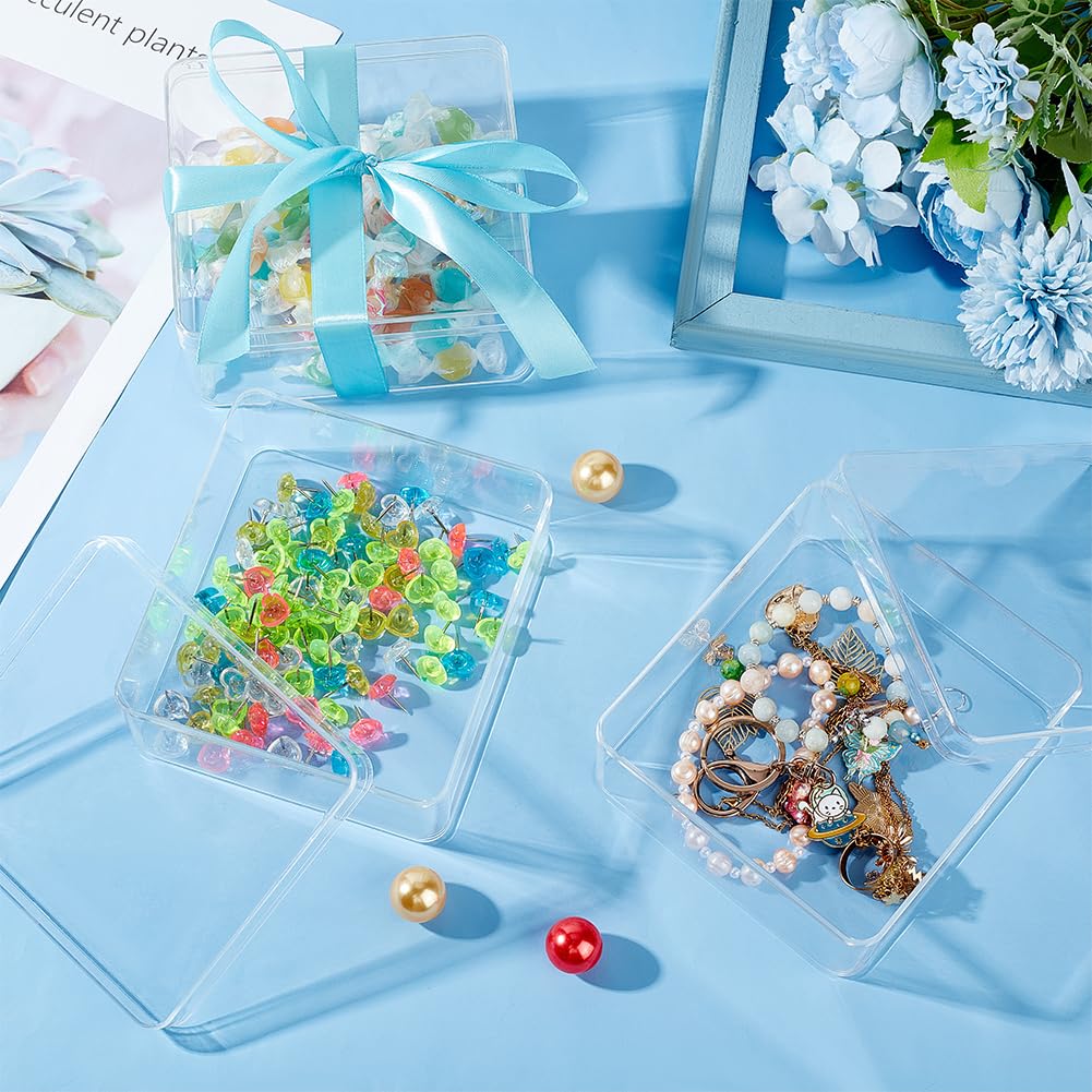 BENECREAT 4Pcs Acrylic Storage Boxes with Lids, 12x13x6cm Square Storage Containers Cube Storage Display Box for Wedding, Party, Treats