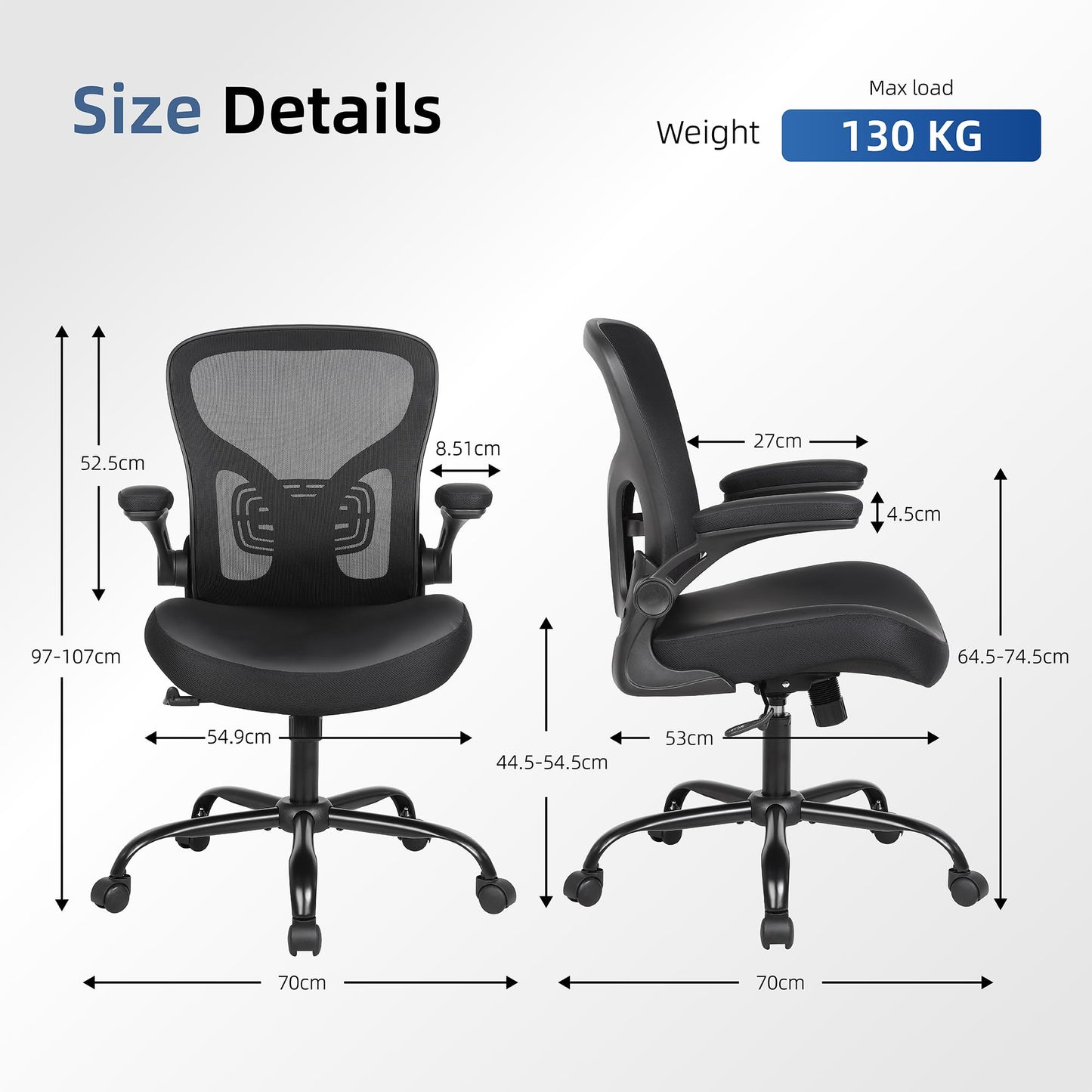 Ermnois Office Chair Ergonomic Desk Chair Home Mesh Lumbar Support Black