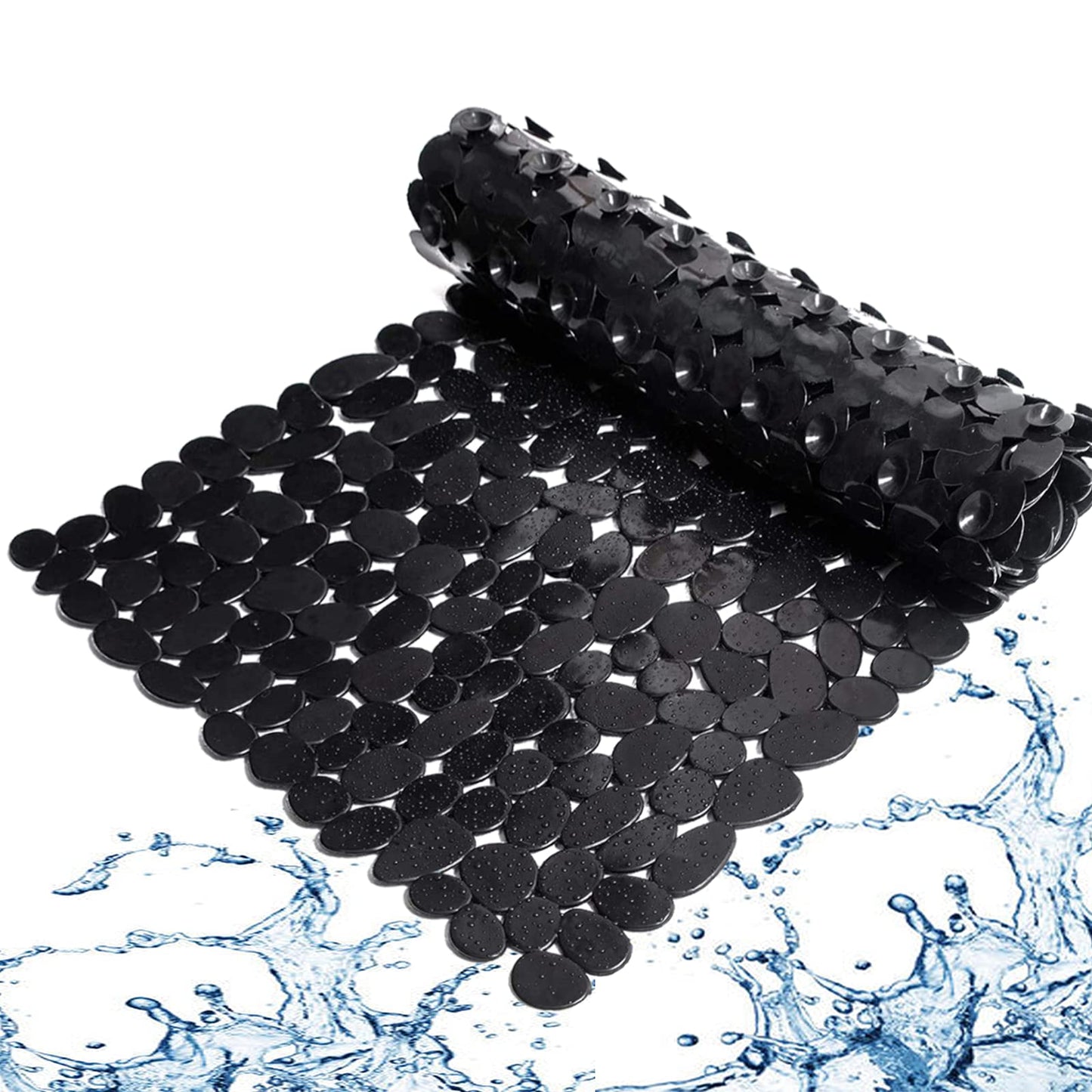 Marsheepy Non-Slip Pebble Bath Mat,Extra Long Anti Slip Bathtub Shower Mat with Suction Cups and Drain Holes for Bathroom,Machine Washable,40 x 88