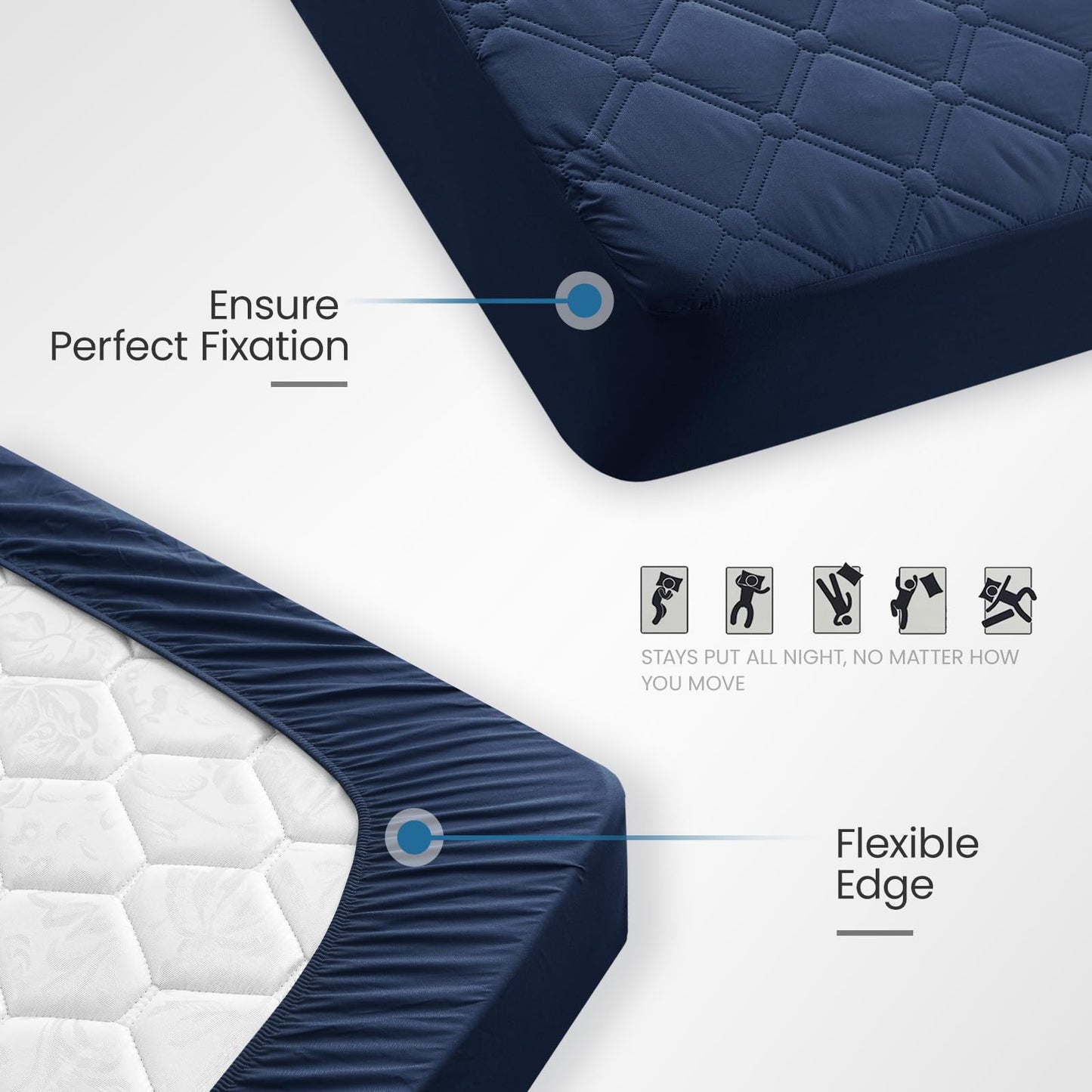 Ystyle Fitted Sheet 180 x 200 cm, Microfibre, Fitted Sheet - Mattress Height up to 30 cm, Navy Blue