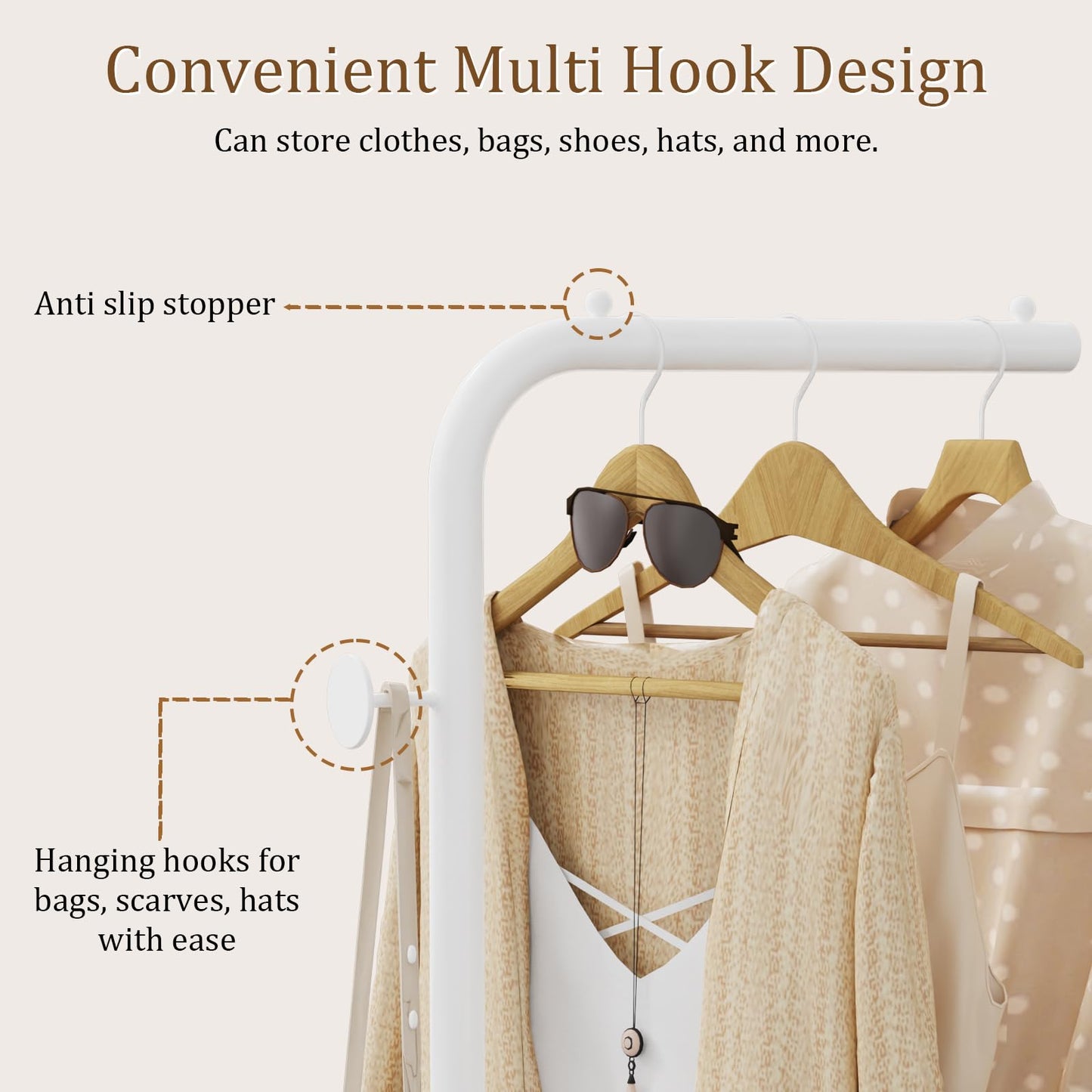 OUTBROS Small Clothes Rail - 180cm Coat Stand White