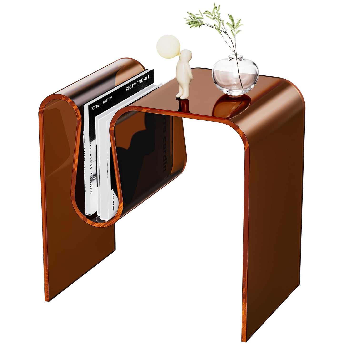 solaround Acrylic Side Table, Wavy Design Decor, 45 x 30 x 45 cm, Dark Brown