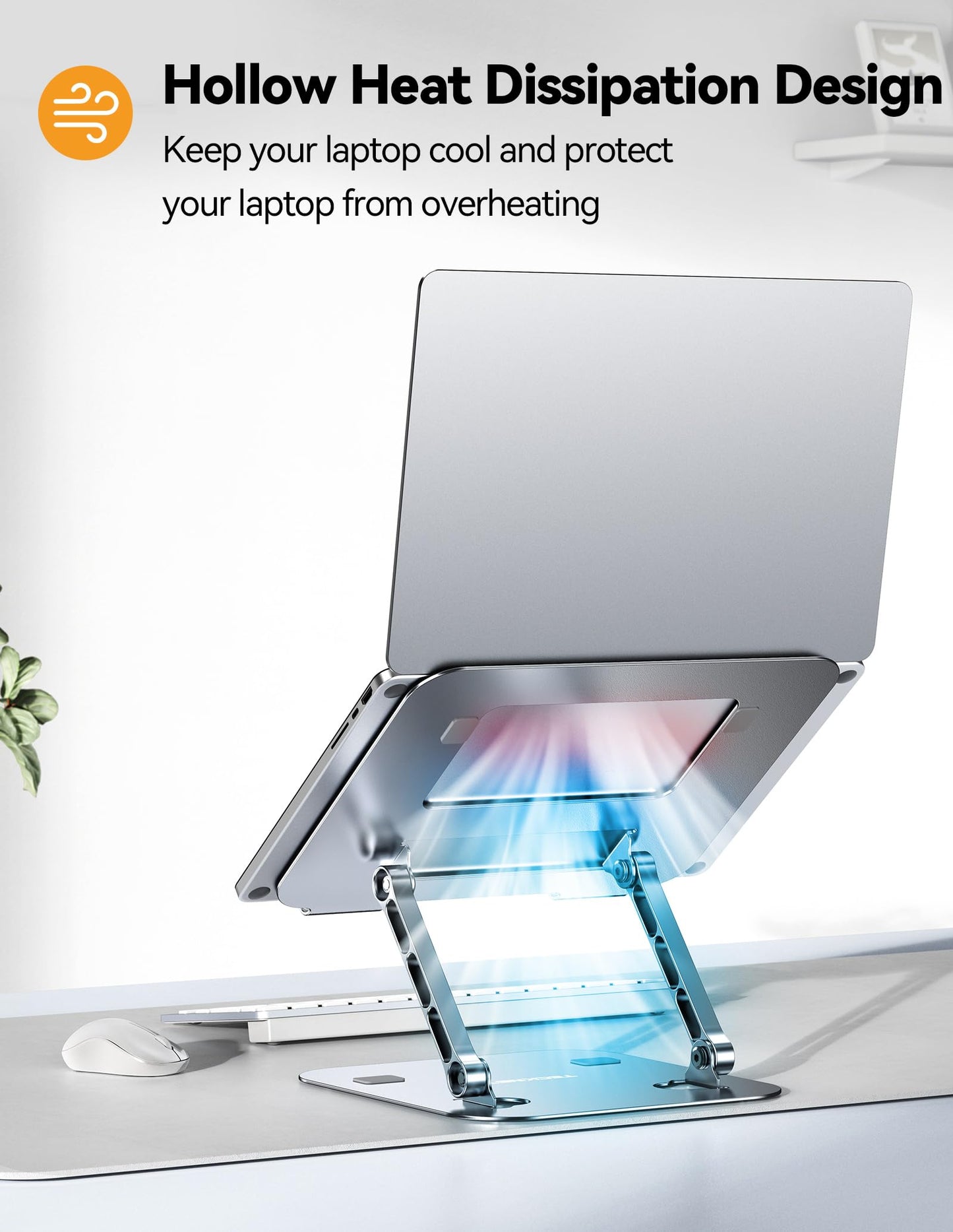 TECKNET Laptop Stand, Height Adjustable Laptop Stander, Ergonomic Foldable Portable Ventilated Laptop Holder