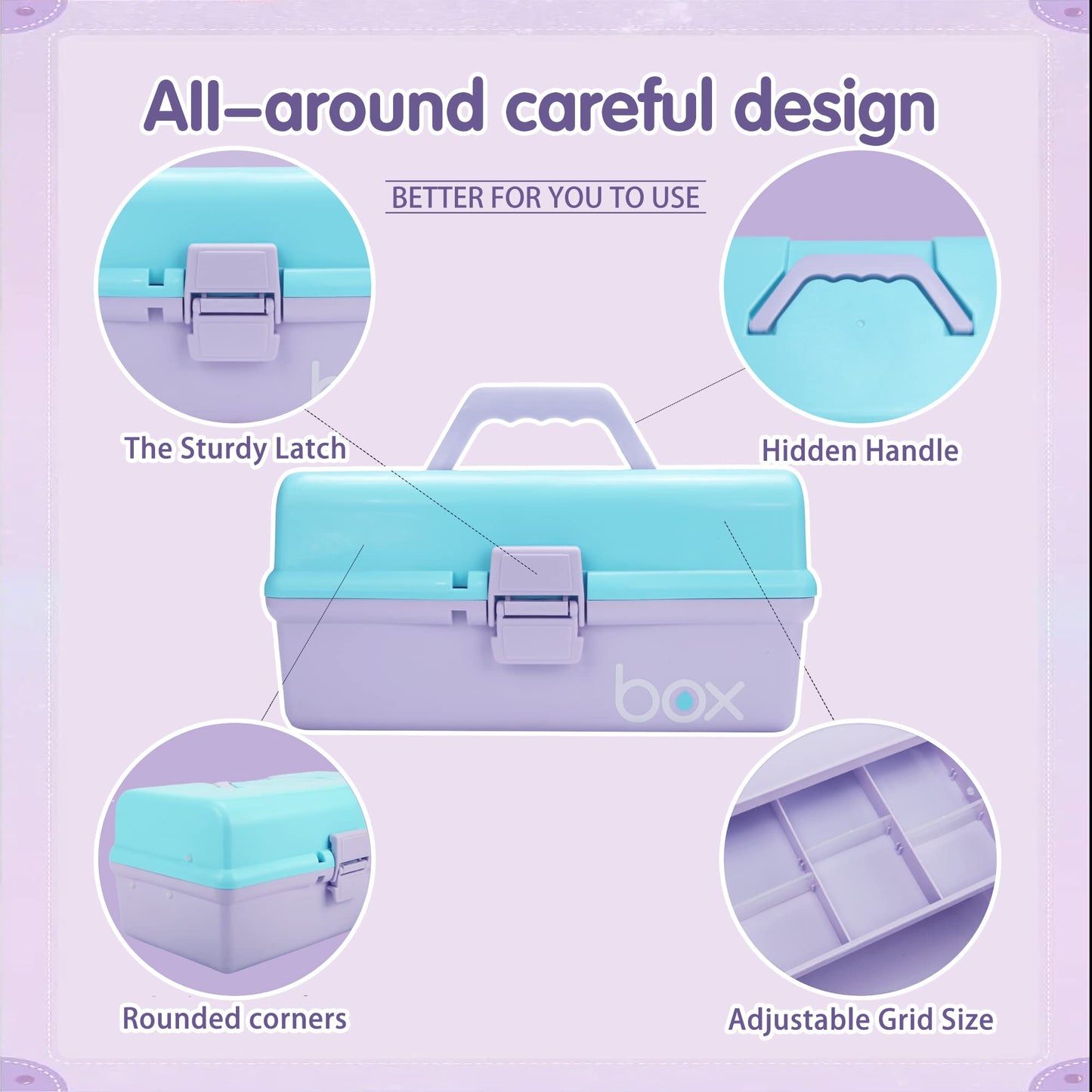 Creahaus 12in 3 Layer Multipurpose Storage Box/Craft Storage Boxes With Compartments/Plastic Tool Box/Medicine Storage Box/Hair Accessories