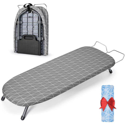 Johgee Foldable Table Top Ironing Board with Iron Rest, Compact Folding Steam Iron Table with 2 Covers, Non-Slip Folding Legs, Light Weight,