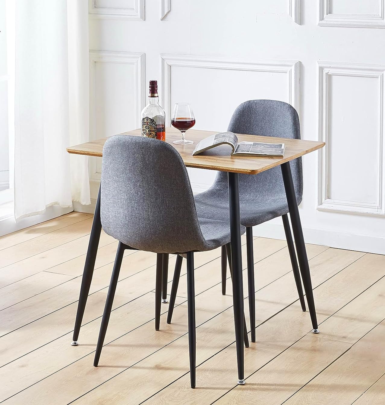 Hallowood Furniture Cullompton Small Wooden Dining Table and Chairs Set 2