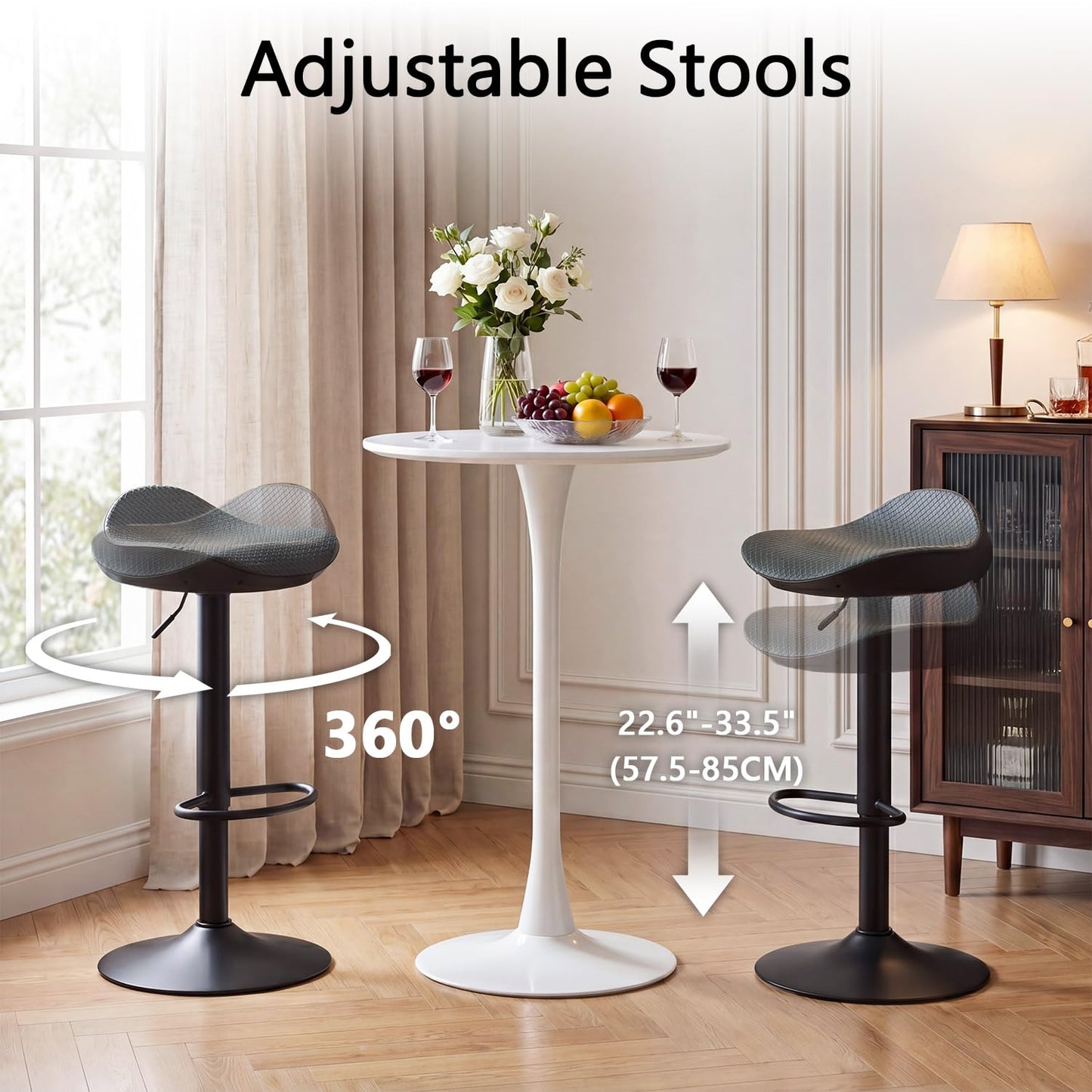 YOUNUOKE Blue Bar Stools Set of 2 Backless Breakfast Barstools