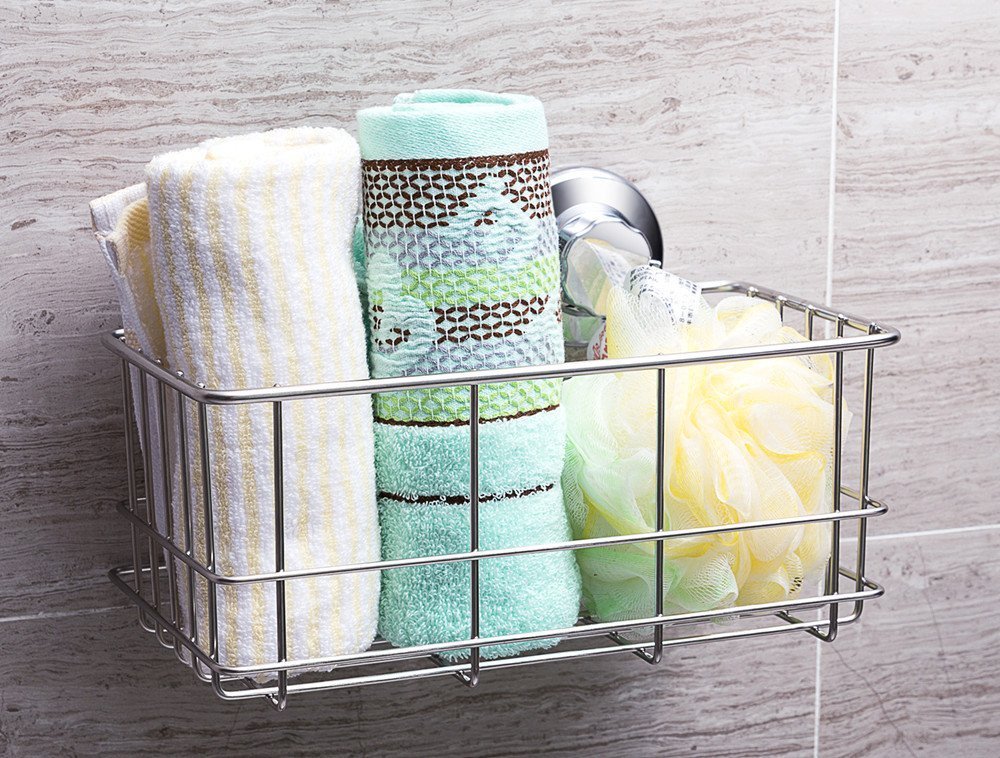 iPEGTOP Suction Cup Deep Shower Caddy Bath Wall Shelf for Large Shampoo Shower Gel Holder Bathroom Storage - Rustproof Stainless Steel, 2 Pack
