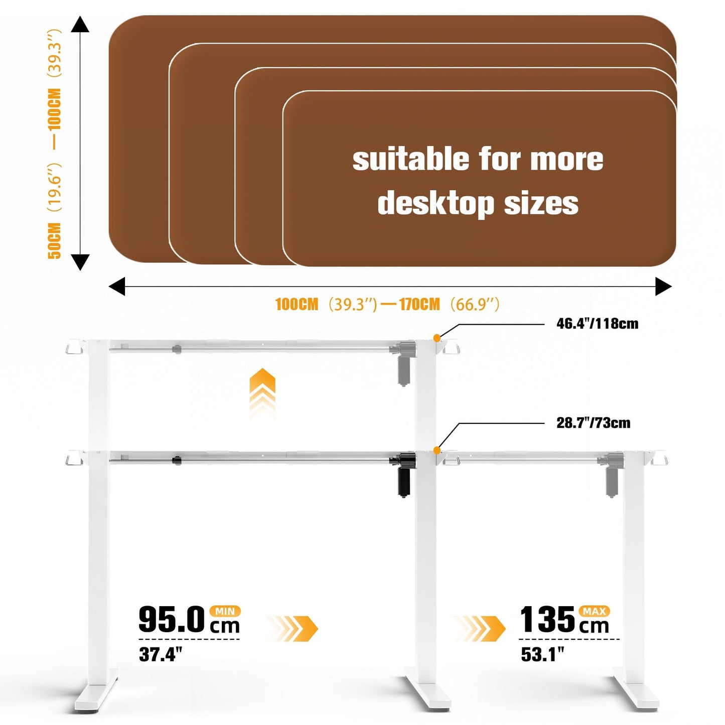 ERGOMAKER Electric Standing Desk Frame, Heavy Duty Steel, White