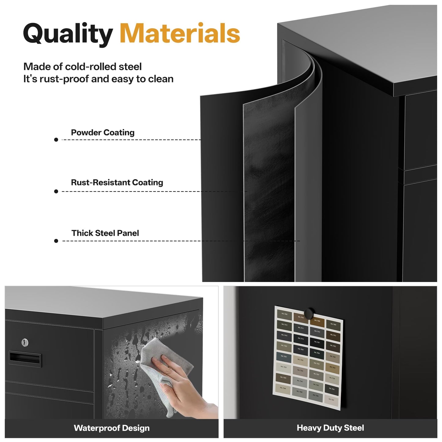 Metal Storage Cabinet, 90cm Locking Storage Cabinet with Doors, Steel Storage Cabinet with 2 Drawers and Adjustable Shelf for Garage, Home, Office