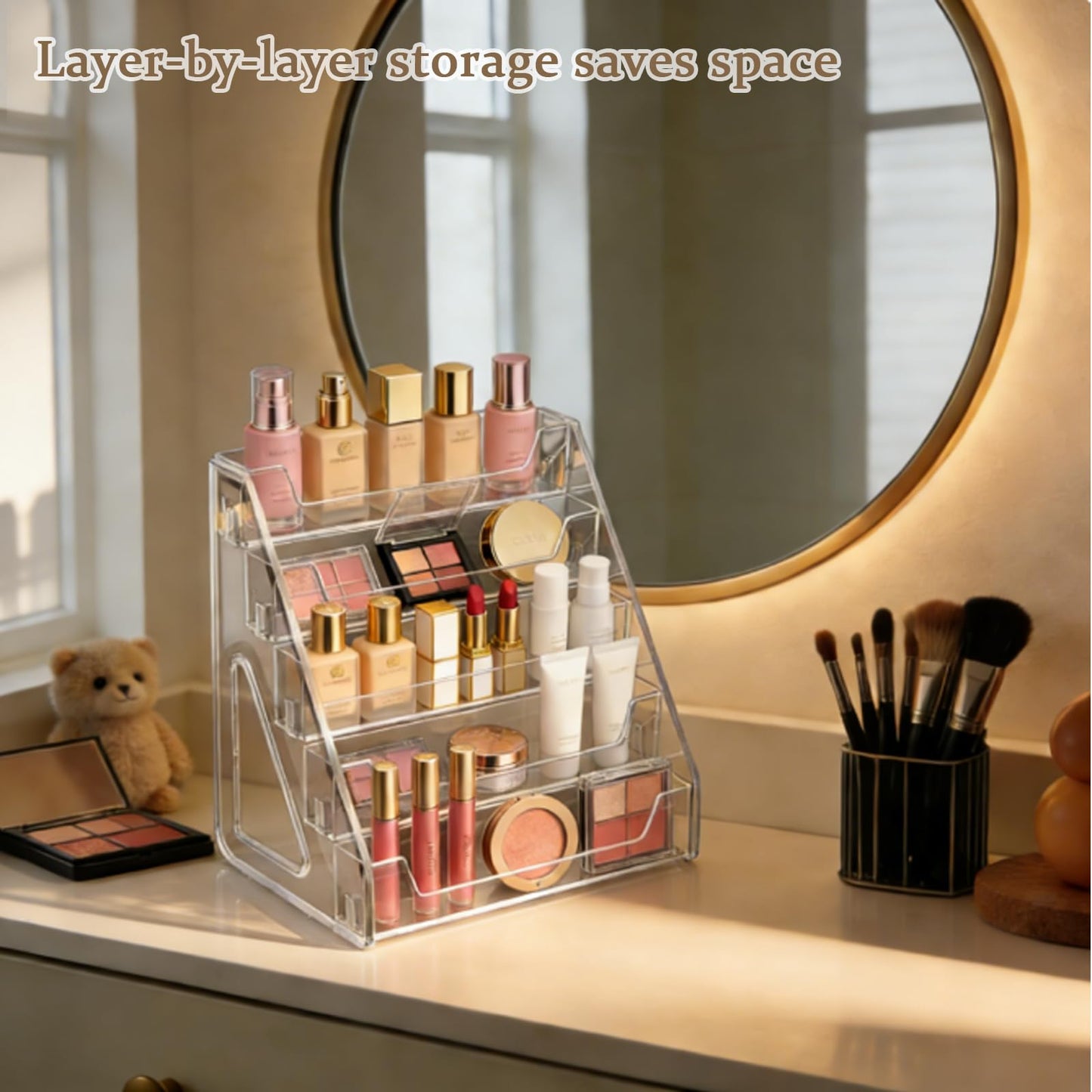 ZYNERY 5-Tier Acrylic Card Display Stand, Clear Card Stands for Display, Versatile Display Shelves For Greeting Card Organiser, Trading Card