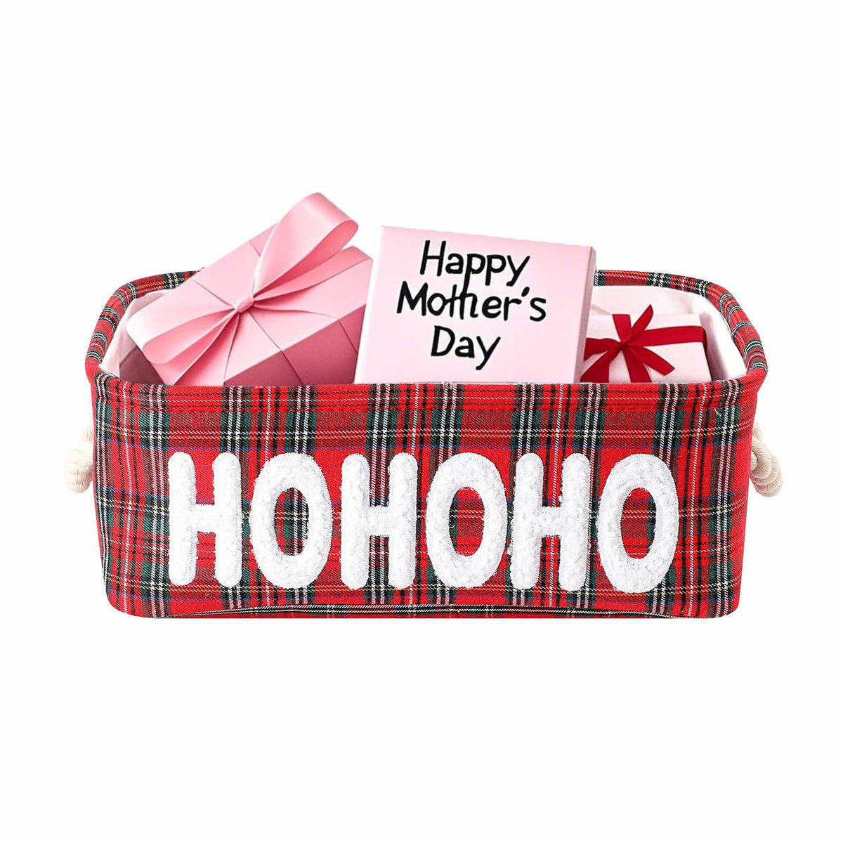 Mothers Day Gifts Basket Empty Boxes with Lid Farmhouse Ornament Box Storage Basket Canvas Bins for Christmas Holiday Gifts Toy Storage Organizing