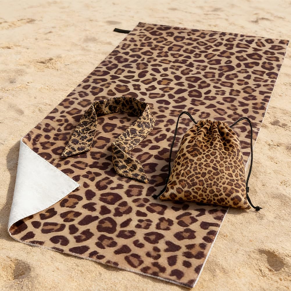 Vexthorion Leopard Travel & Gym Towel Set 160x80CM- Microfibre for Holiday