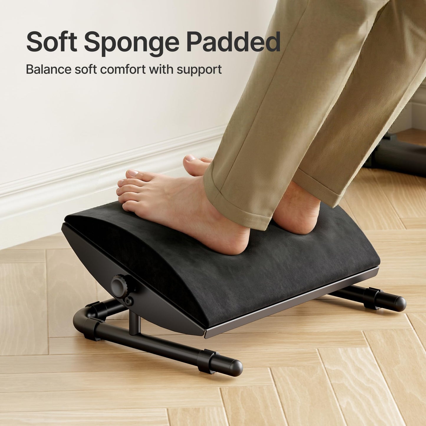 PEGZONE Foot Rest Under Desk with Memory Foam, Adjustable Tilt, Steel Base