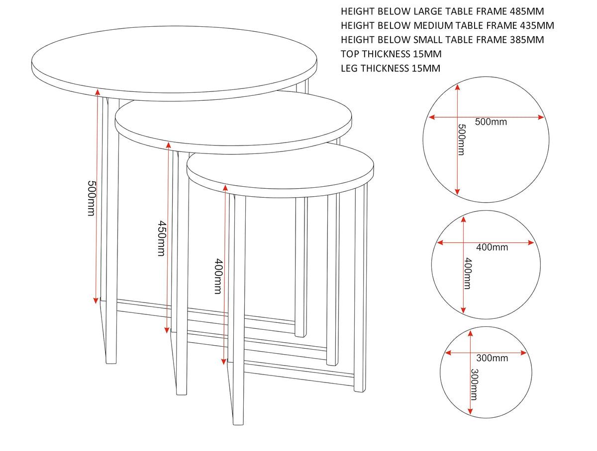 Seconique Athens Round 3Pc Nest Of Tables in Concrete Effect