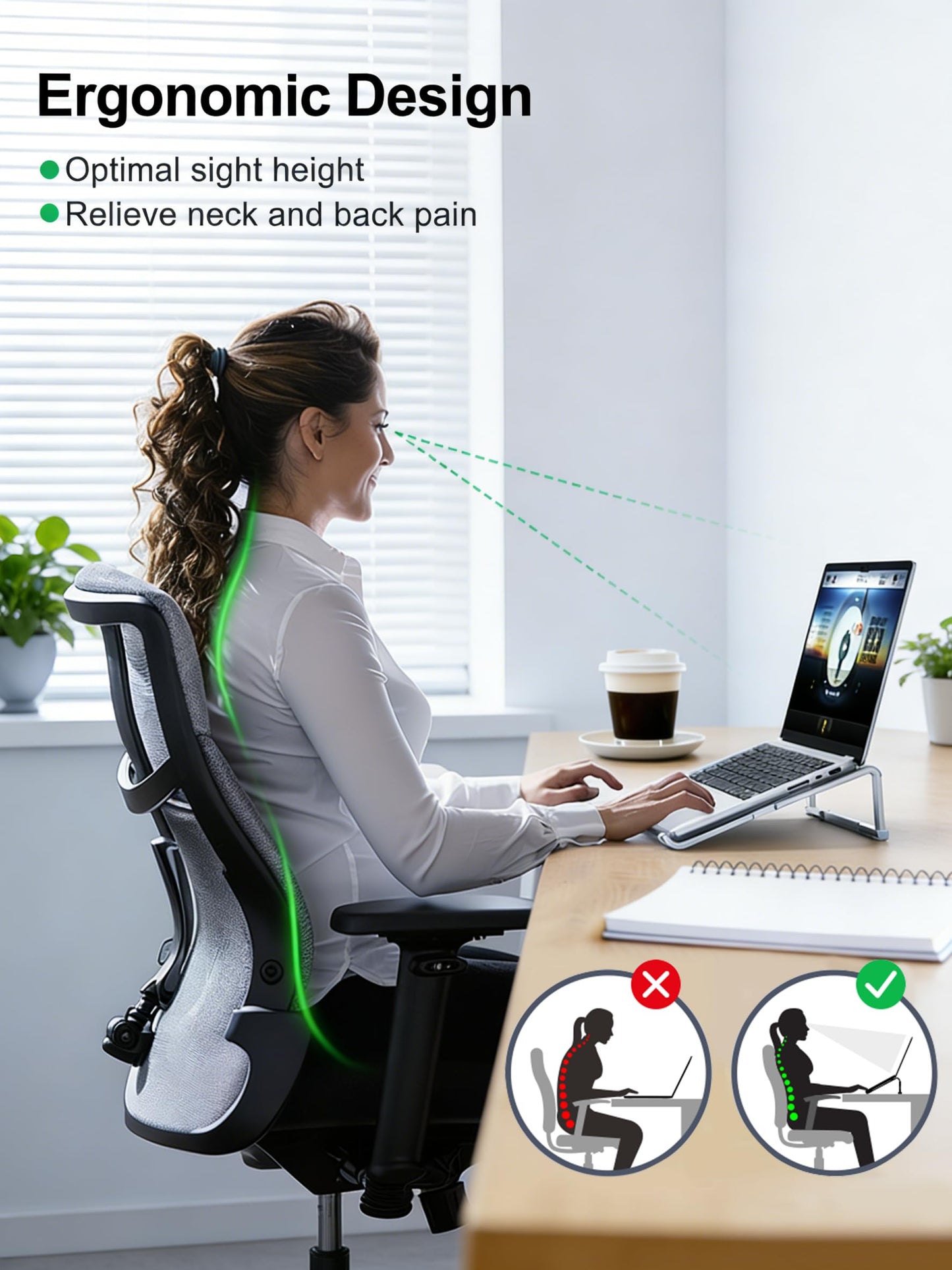 JOOF Laptop Stand, Foldable Laptop Riser for Desks, Ventilated and Load-Bearing, Portable Stand for MacBook Air/Pro, Dell, Lenovo