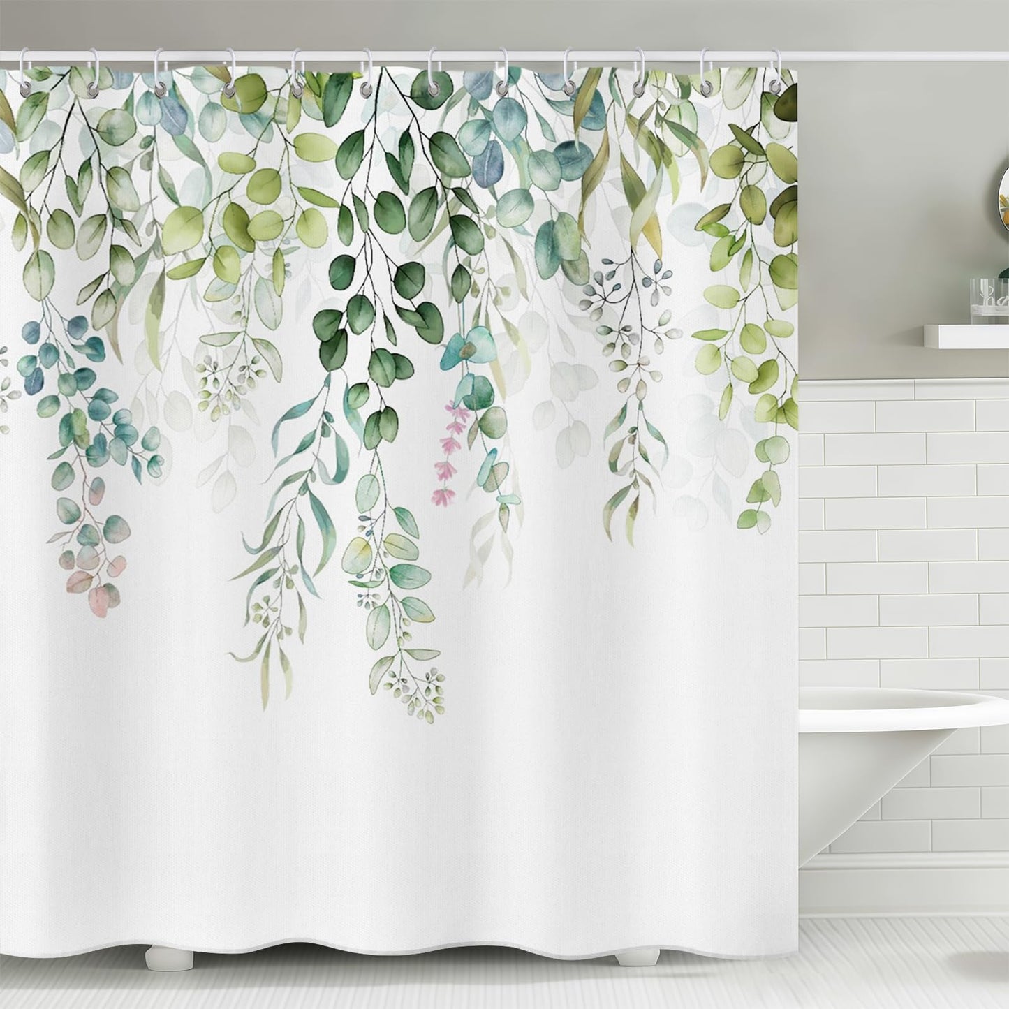FAVORTALK Shower Curtain Mould Proof Resistant Shower Curtains for Bathroom Mildew Resistant Floral Curtain with Hooks 70.1 x L 70.1 Waterproof