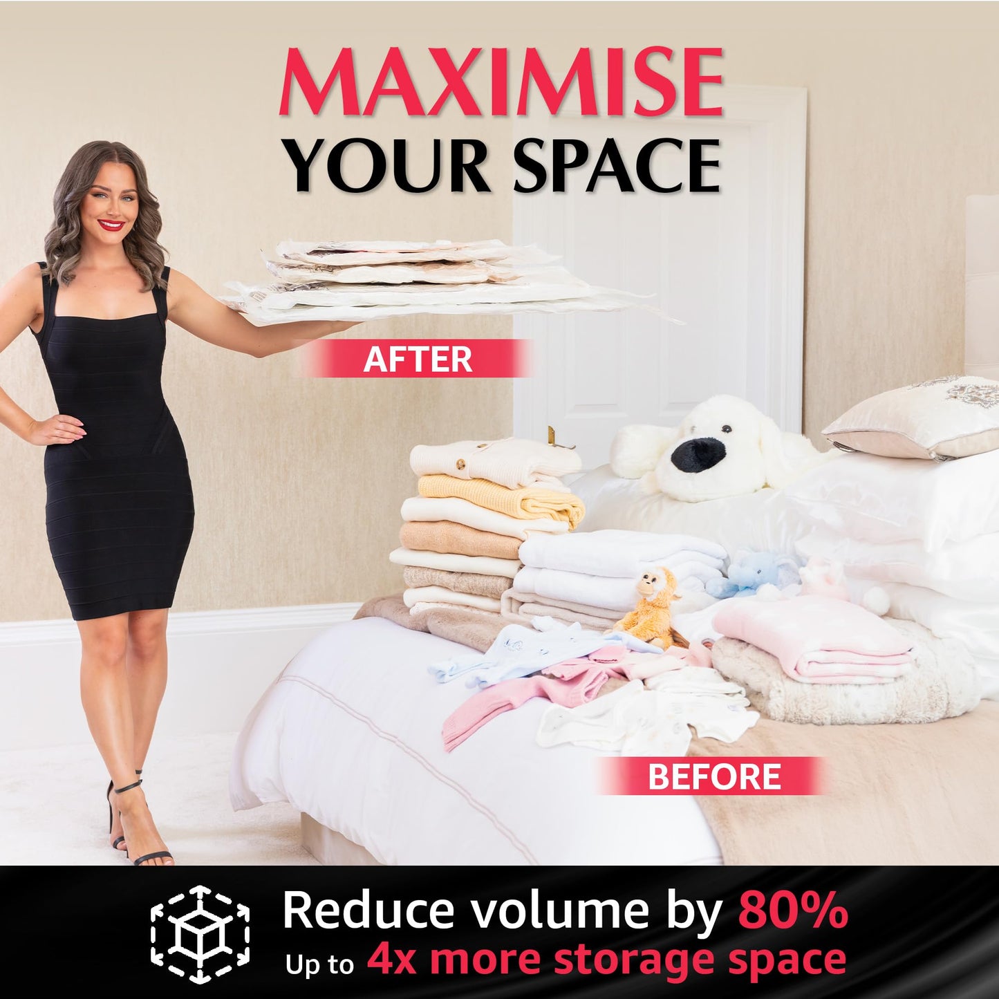 GENIE SPACE Premium Vacuum Storage Bags Variety 8 Pack with Pump