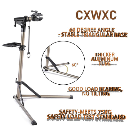 CXWXC Bike Maintenance Stand, Bike Repair Stand with 360? Rotatable Grip, Magnet Tool Tray, Handlebar, Max Load 60 LBS, Foldable,Lightweight for Road
