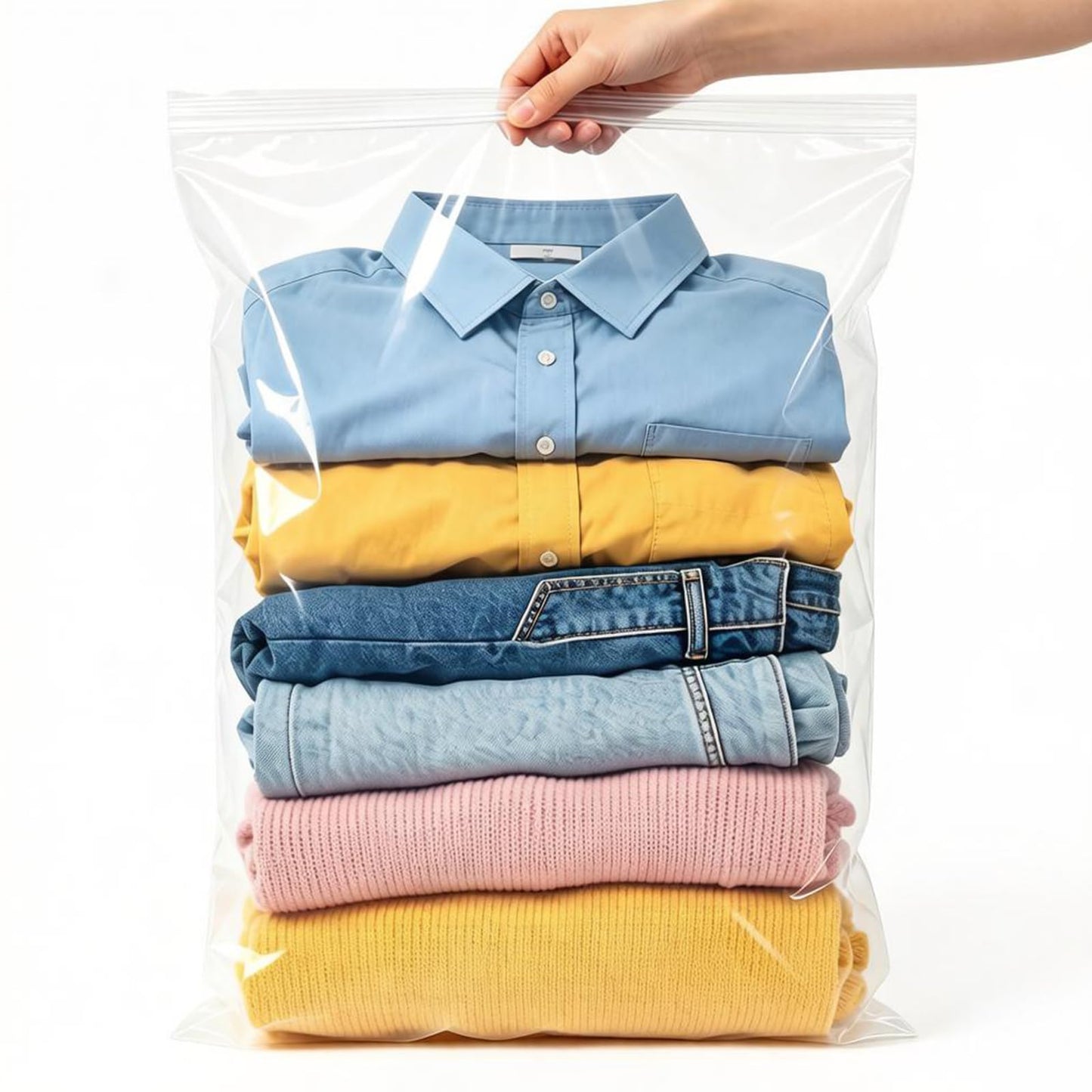 Ziplock Bags for Clothes, 25Pcs Large Clear Plastic Storage Bags 60x40cm