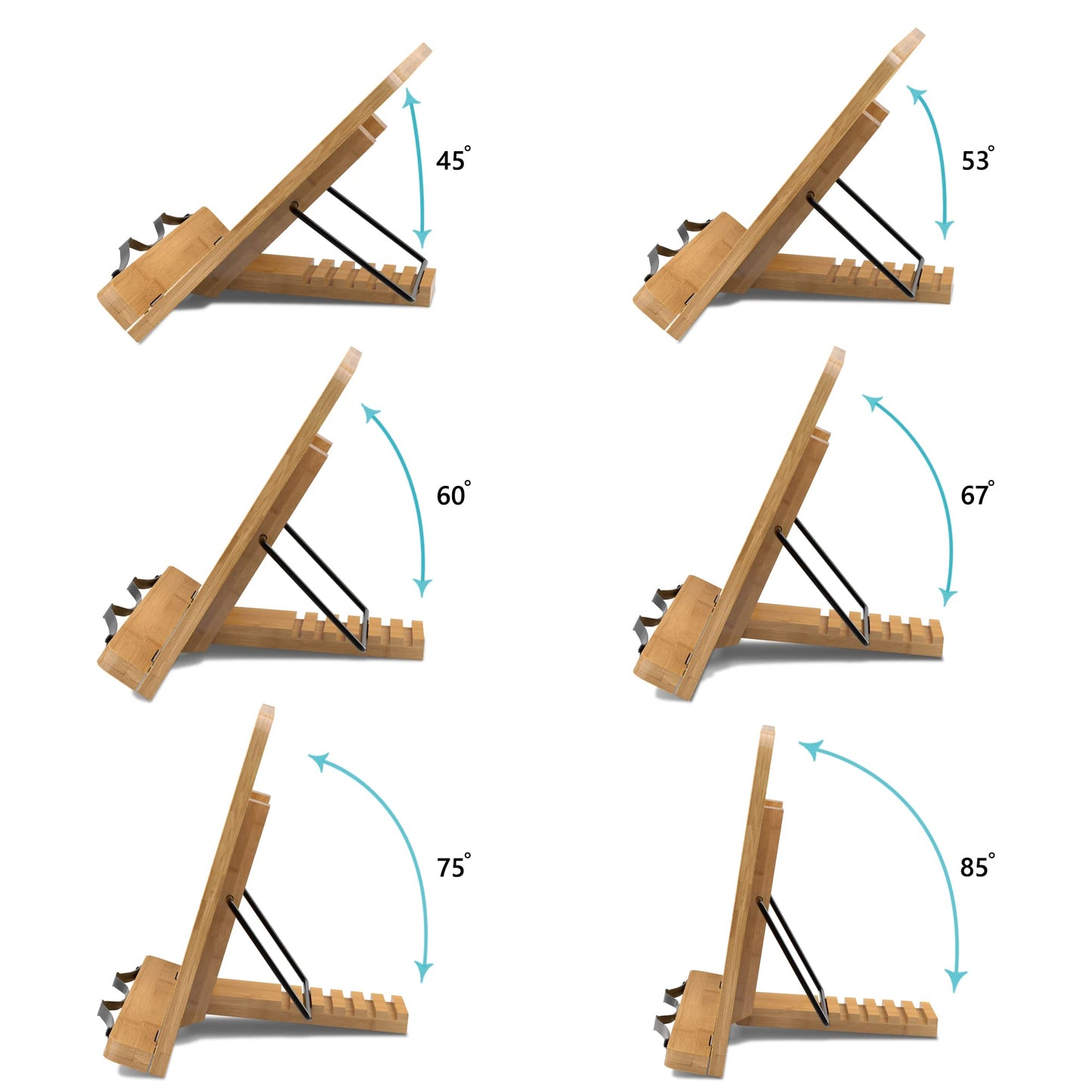 READAEER Bamboo Folding Portable Reading Stand Bookstand Cookbook Holder, S