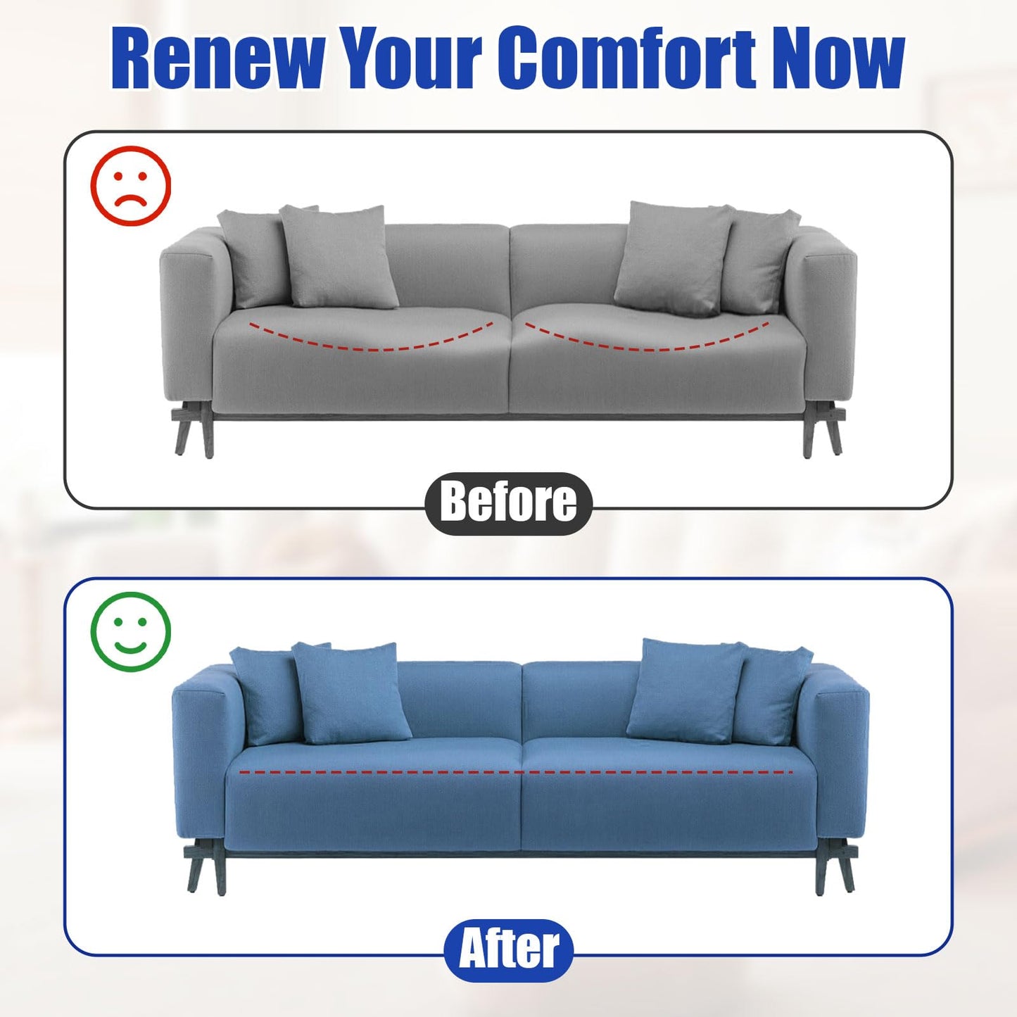 LOMGDOVC 2 Pack Sofa Cushion Support for Sagging Seat, 50x 50x5cm Sofa Cushion Support Foam, Furniture Seat Support