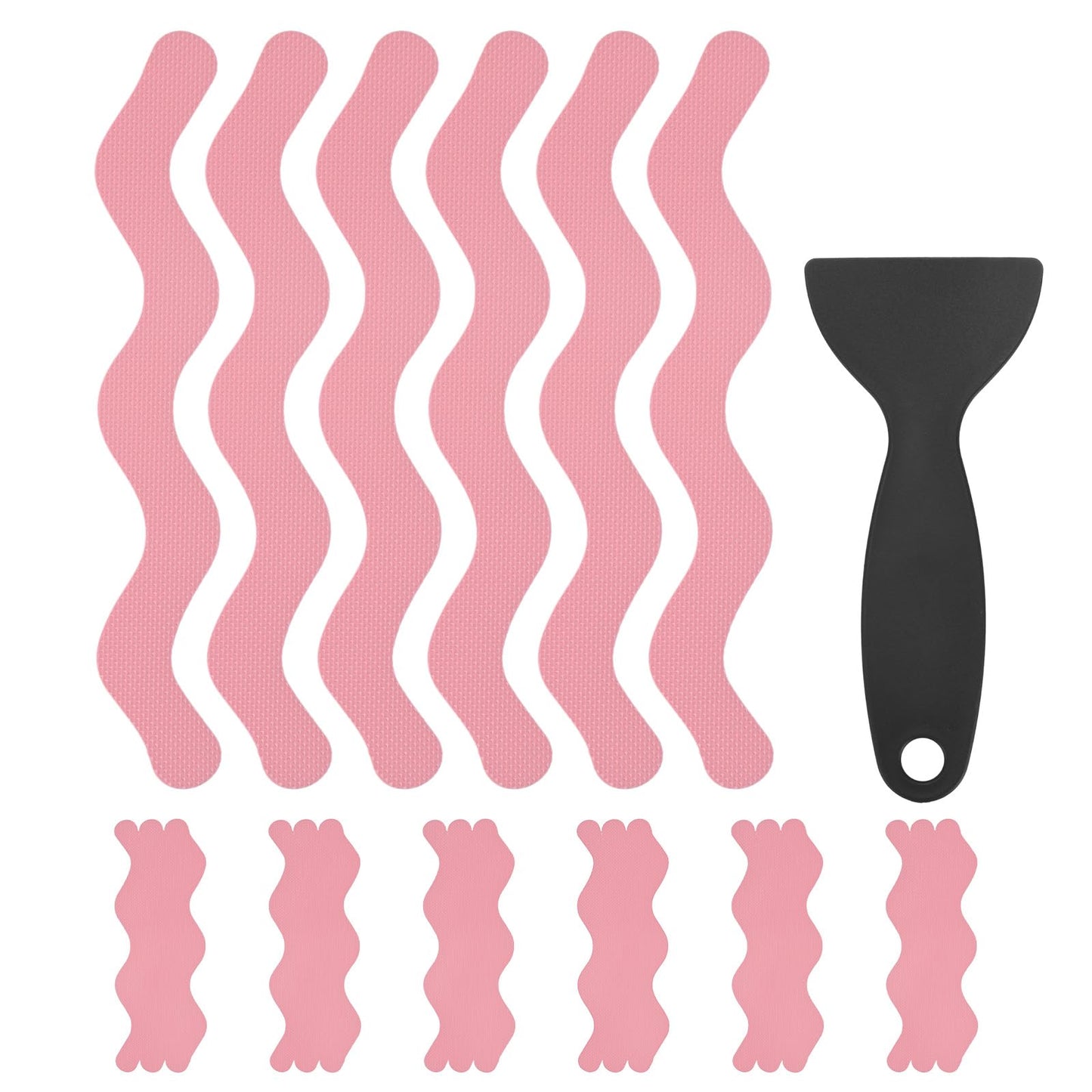 M METERXITY 24 PCS Anti Slip Shower Stickers Pink S Bathtub Non-Slip Stickers Safety Bathtub Strips Adhesive Decals with Scraper for